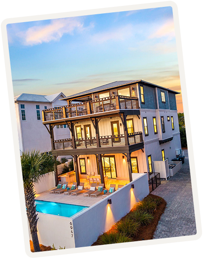 luxurious vacation rental with a private pool and large balconies